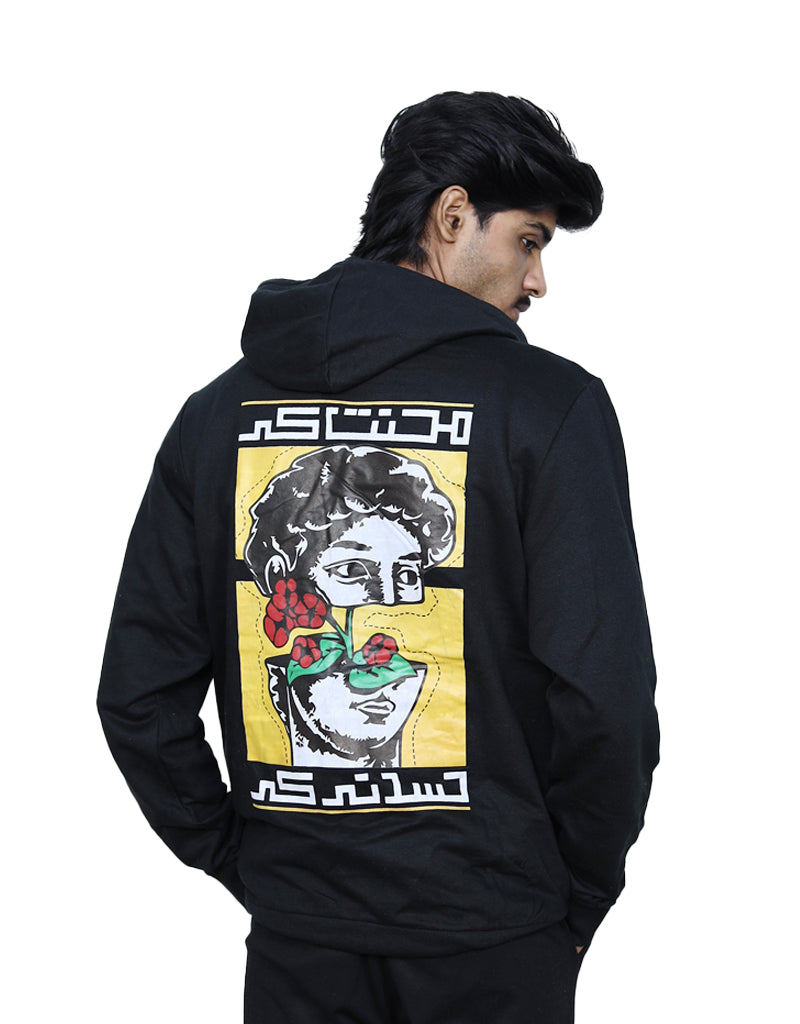 MEHNAT KAR - BLACK GRAPHIC HOODIE