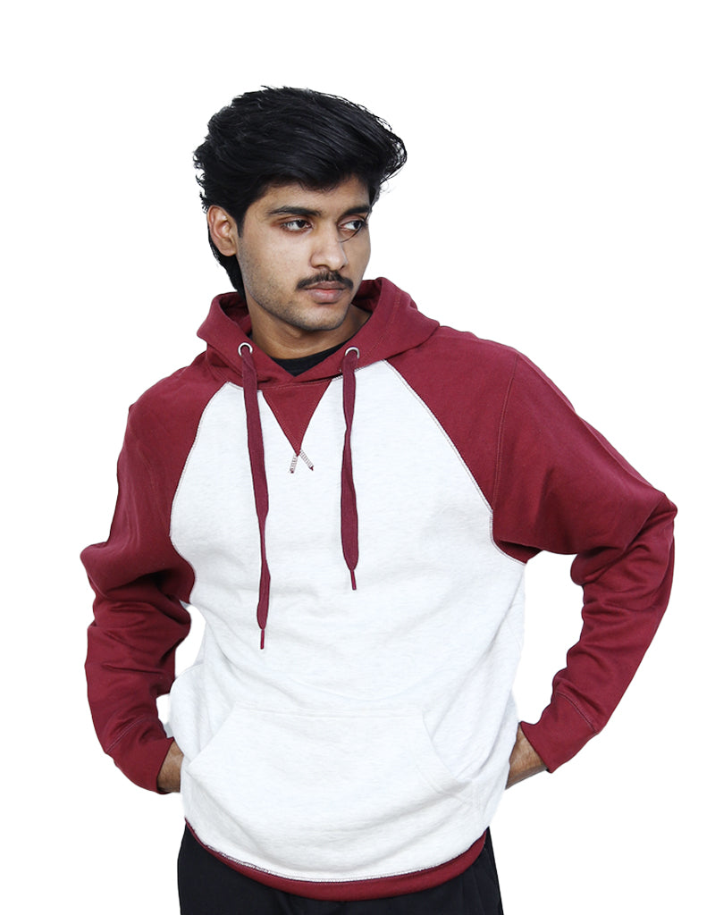 DOU TONE - GRAY MAROON HOODIE